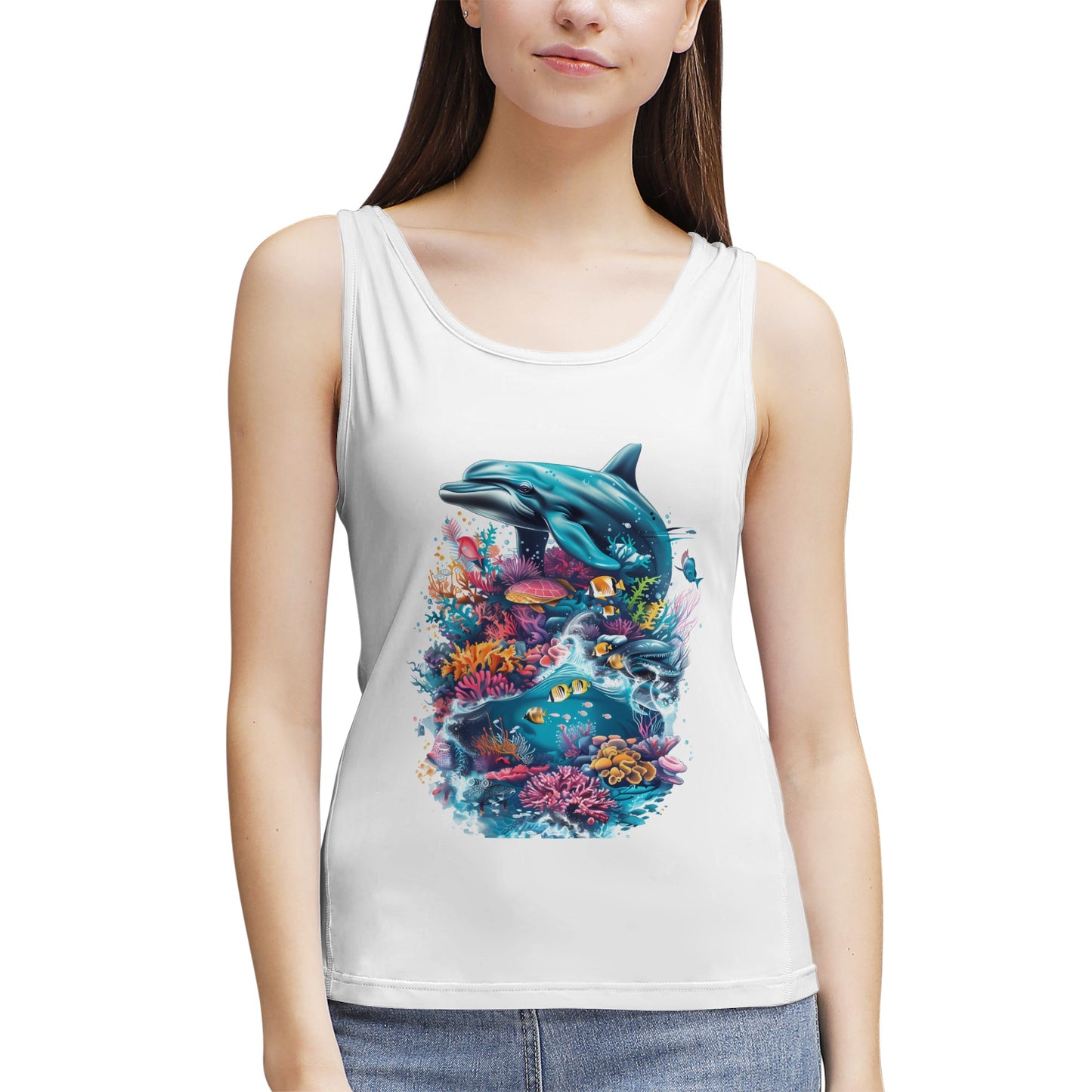 Dolphin and Coral Reef- Women's Tank