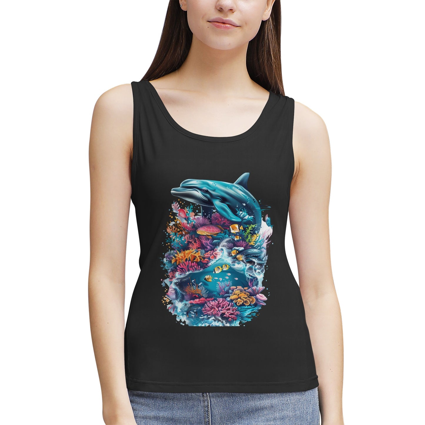 Dolphin and Coral Reef- Women's Tank