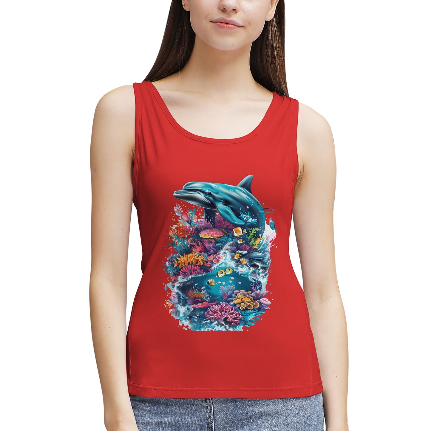 Dolphin and Coral Reef- Women's Tank