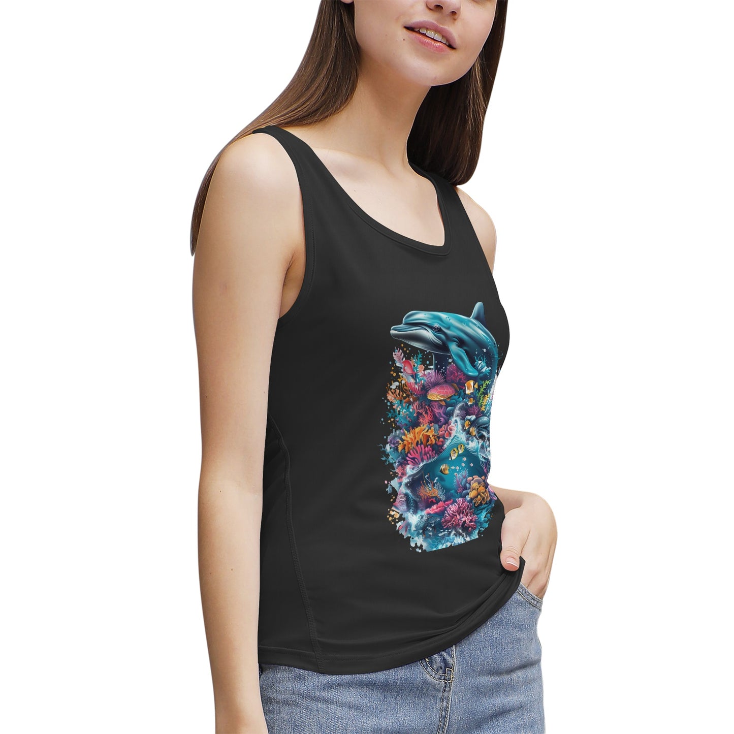 Dolphin and Coral Reef- Women's Tank
