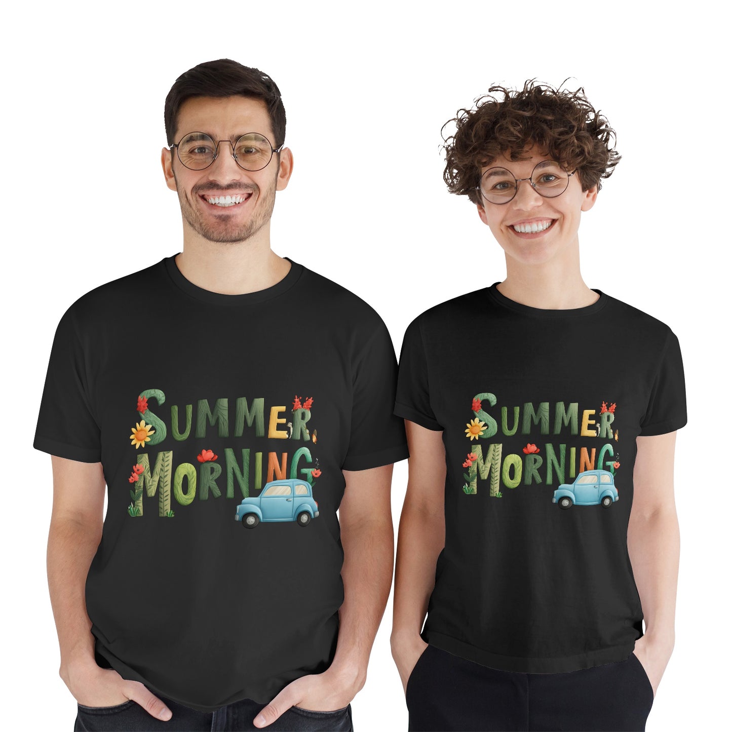 "Summer Morning Road Trip" Couple's Pima T-shirt