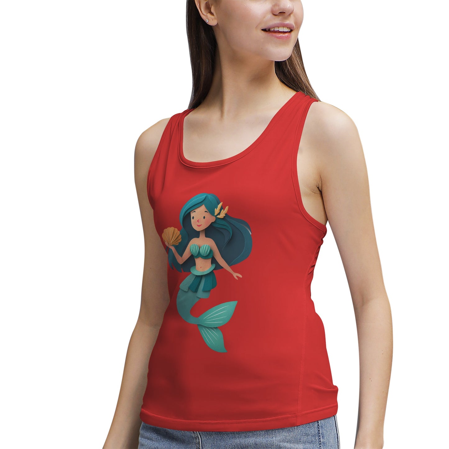 Cute Mermaid with Shell- Women's Tank