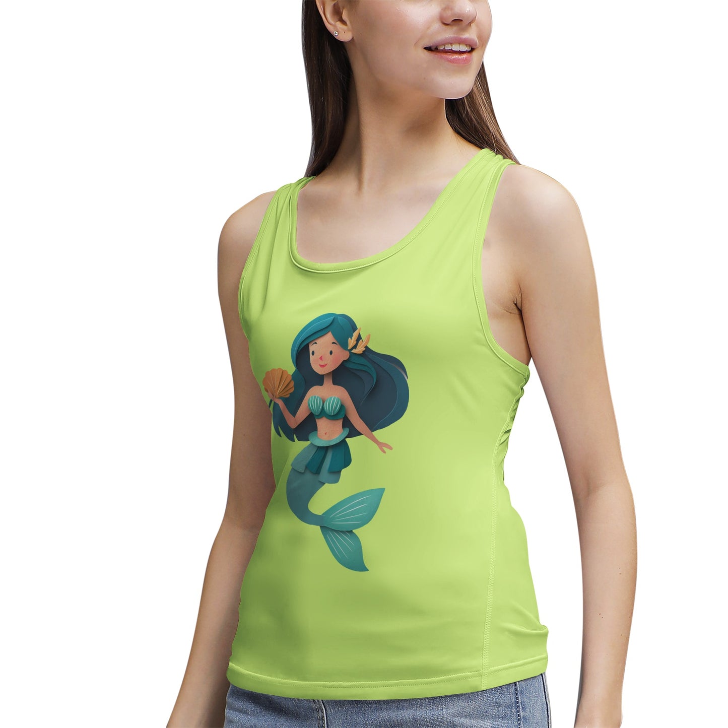 Cute Mermaid with Shell- Women's Tank