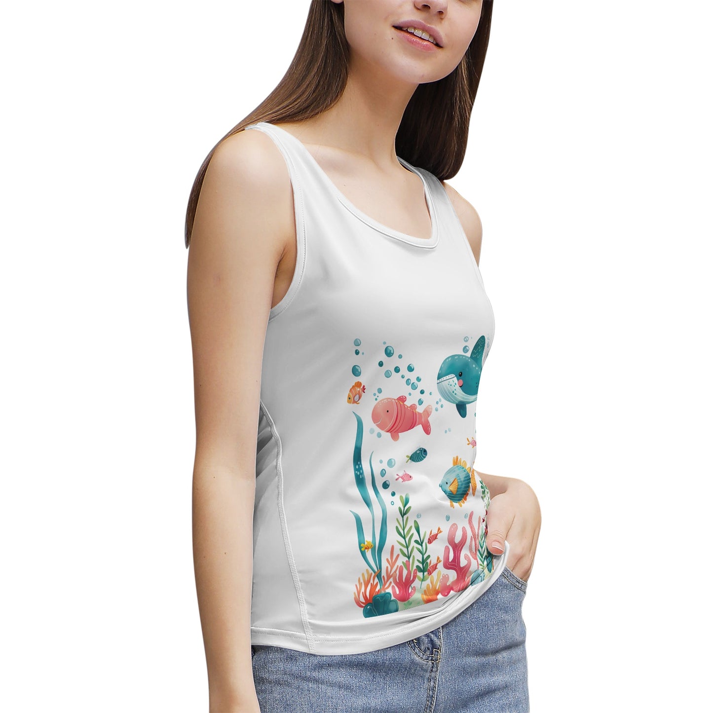 Colorful Cartoon Sea Life- Women's Tank