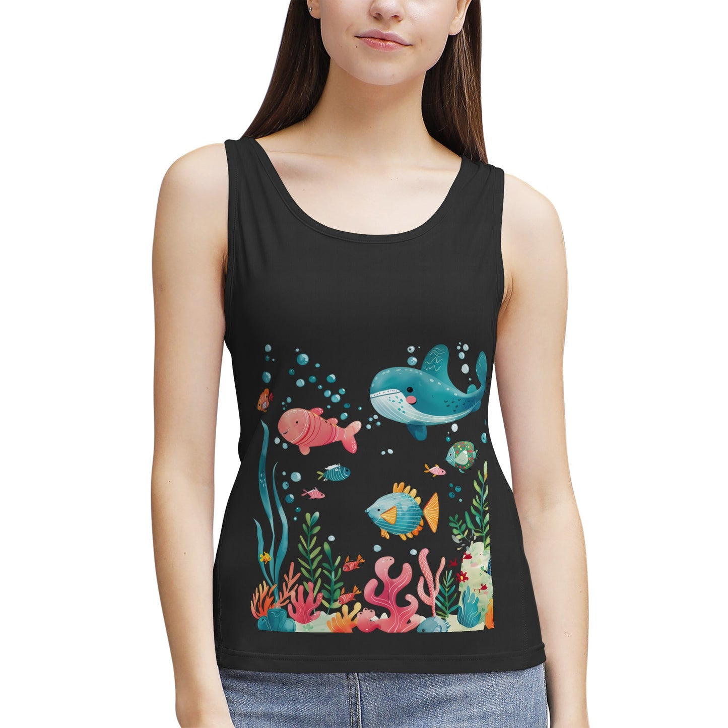 Colorful Cartoon Sea Life- Women's Tank