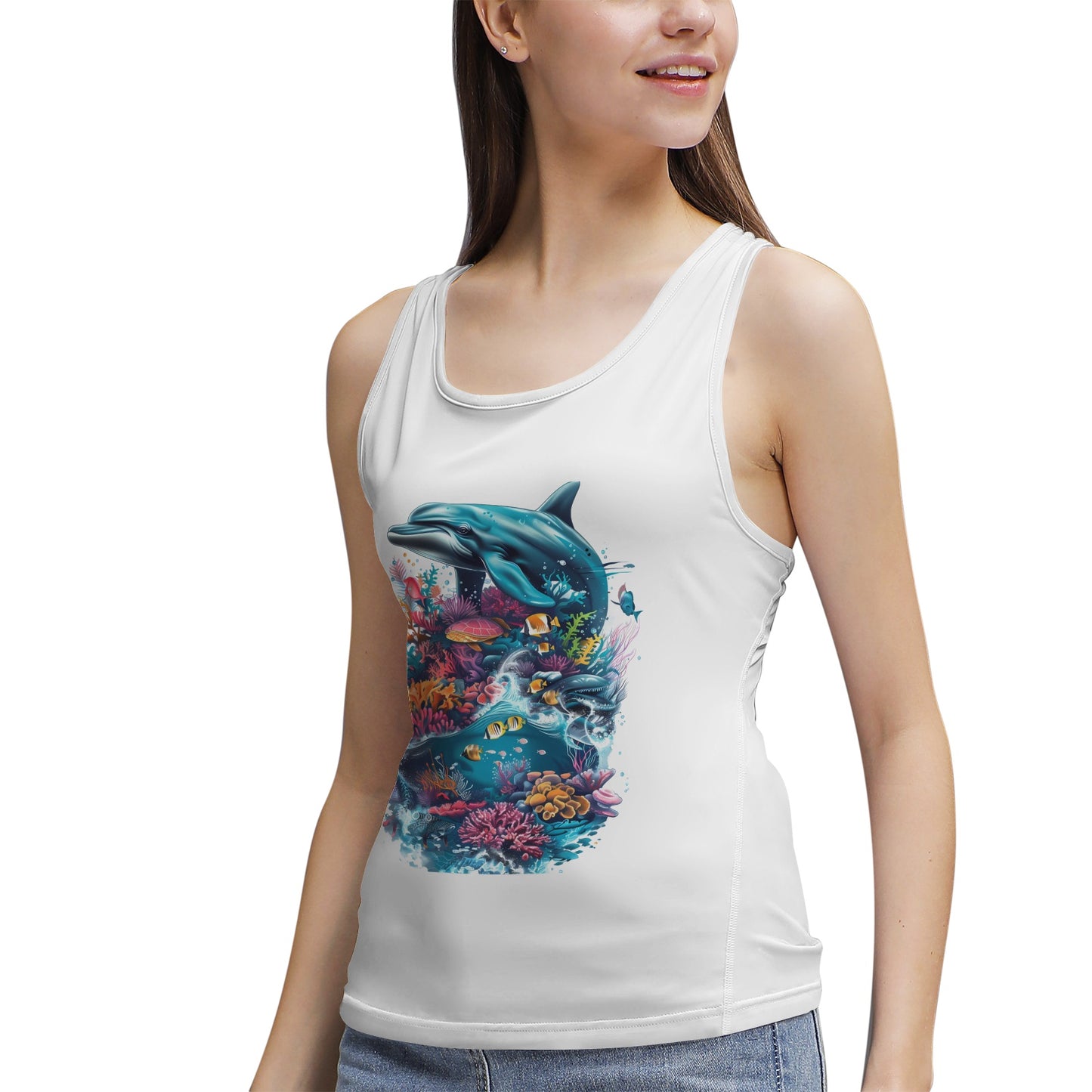 Dolphin and Coral Reef- Women's Tank