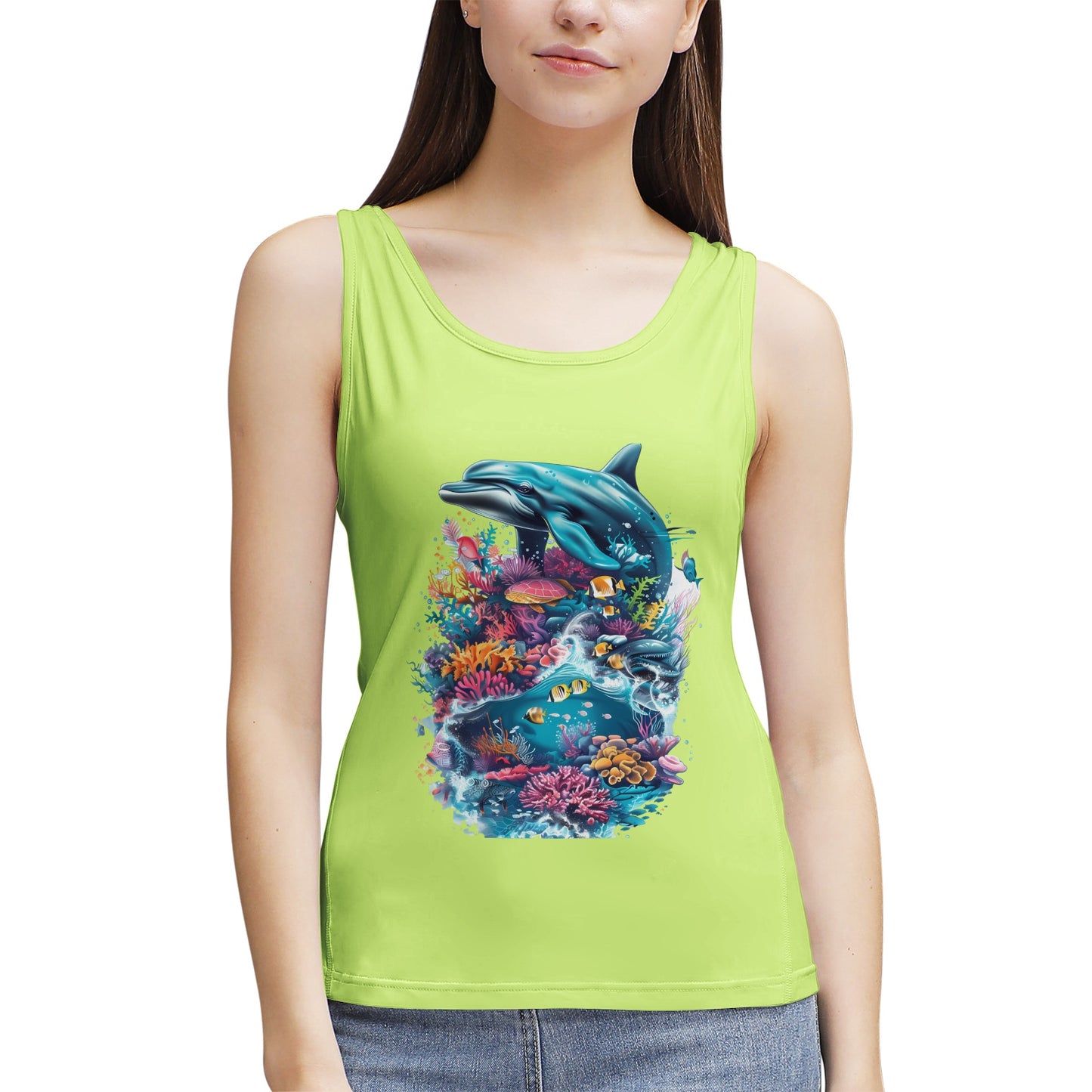 Dolphin and Coral Reef- Women's Tank