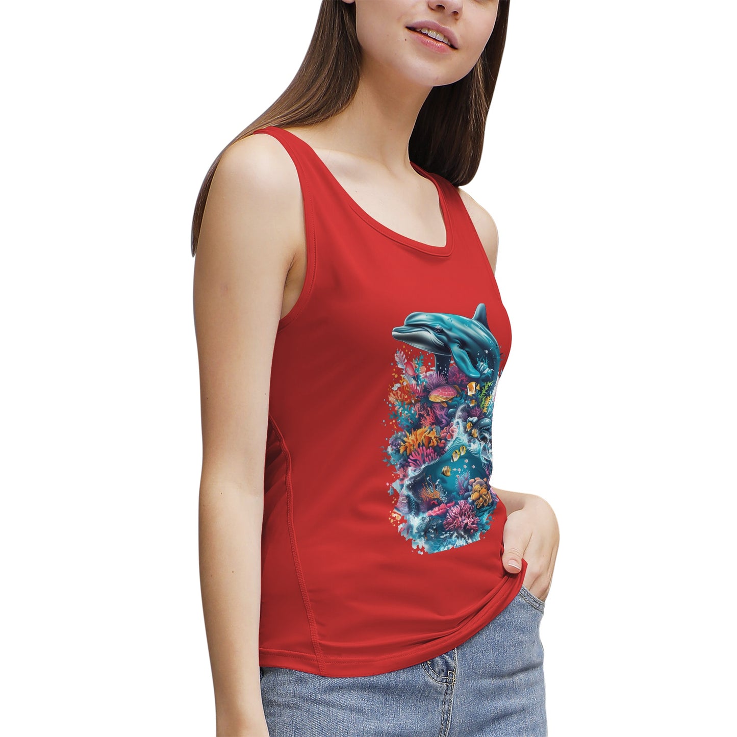 Dolphin and Coral Reef- Women's Tank
