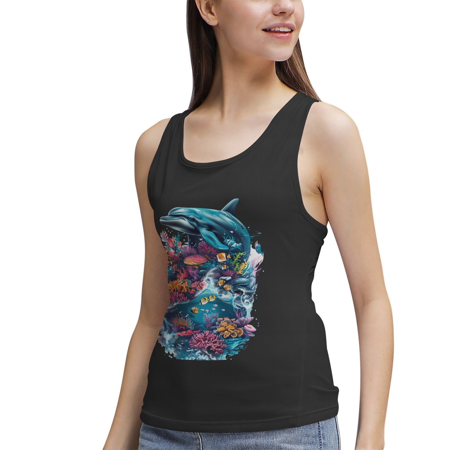Dolphin and Coral Reef- Women's Tank
