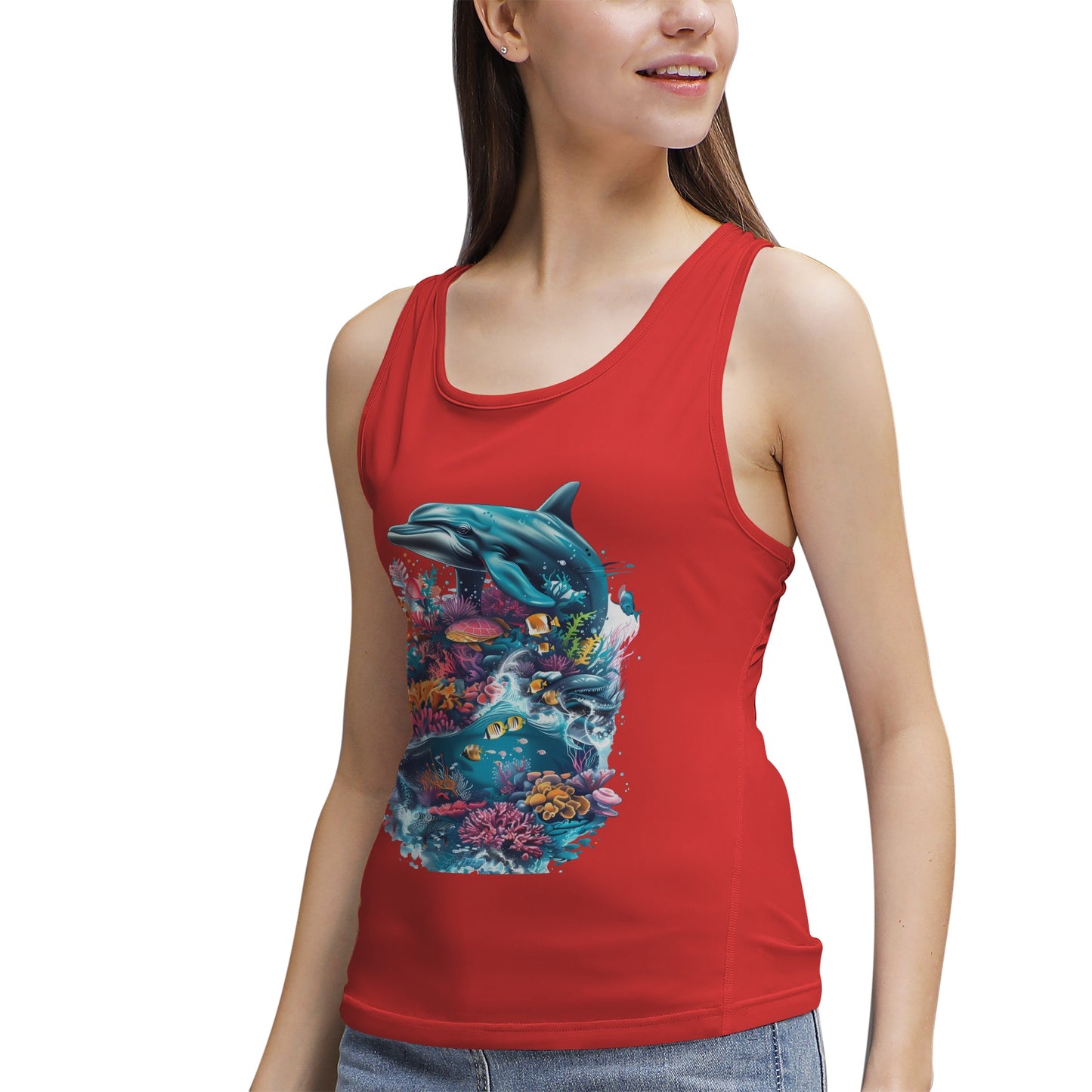 Dolphin and Coral Reef- Women's Tank