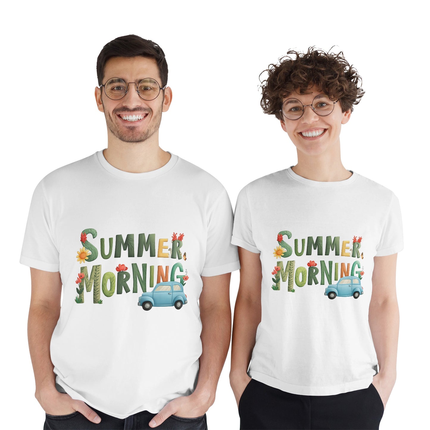 "Summer Morning Road Trip" Couple's Pima T-shirt