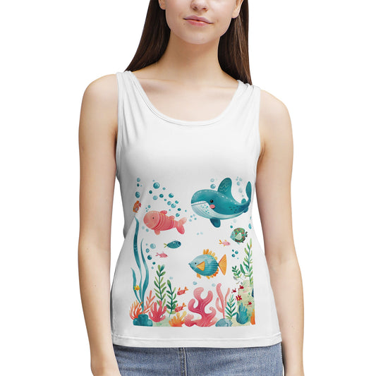 Colorful Cartoon Sea Life- Women's Tank