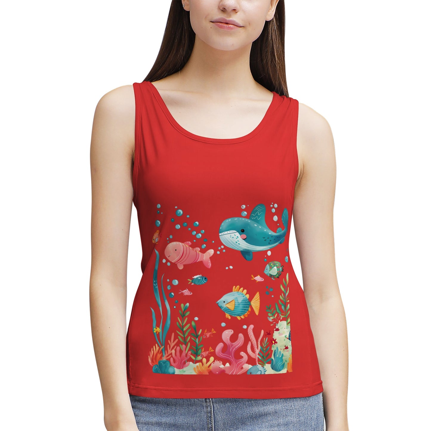 Colorful Cartoon Sea Life- Women's Tank