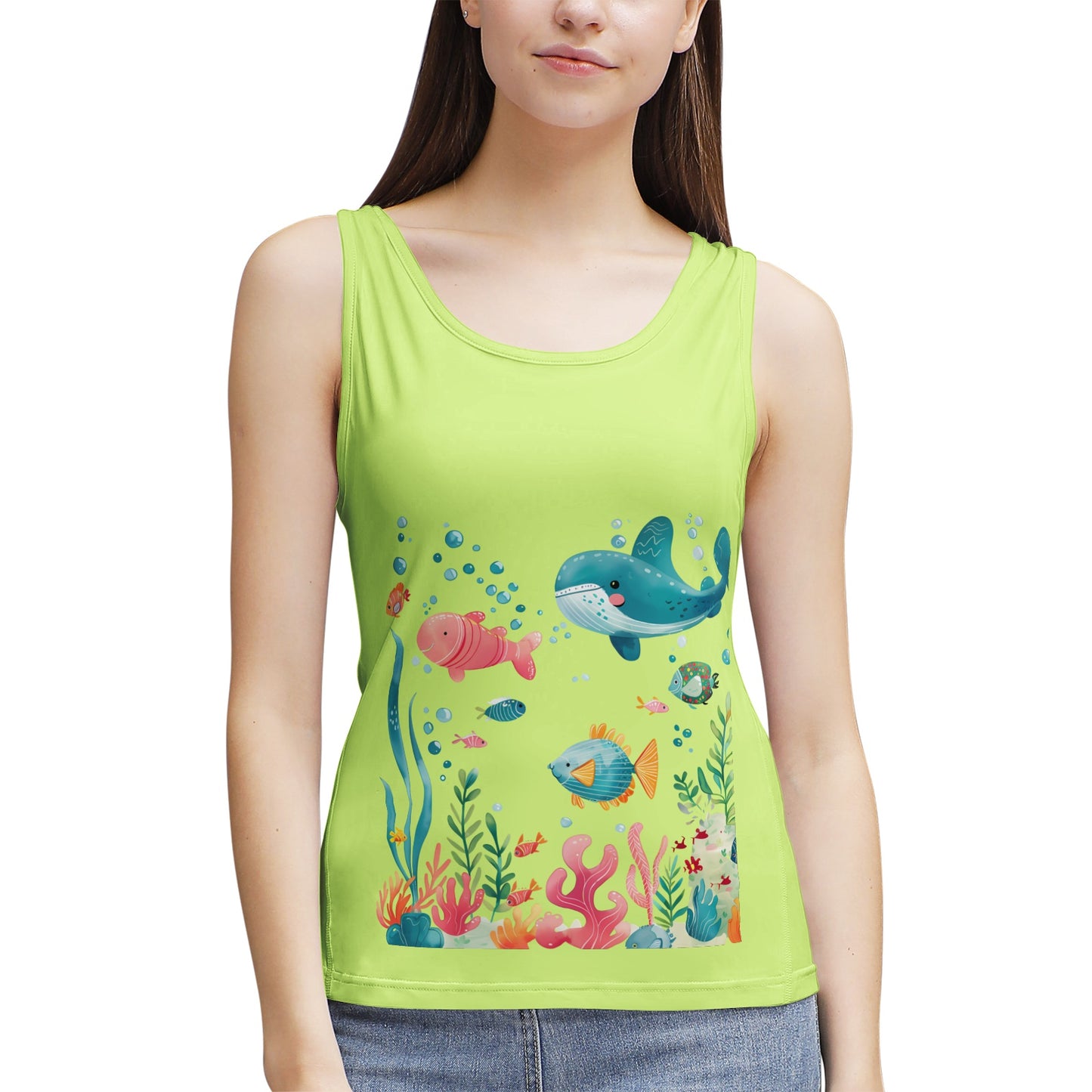 Colorful Cartoon Sea Life- Women's Tank