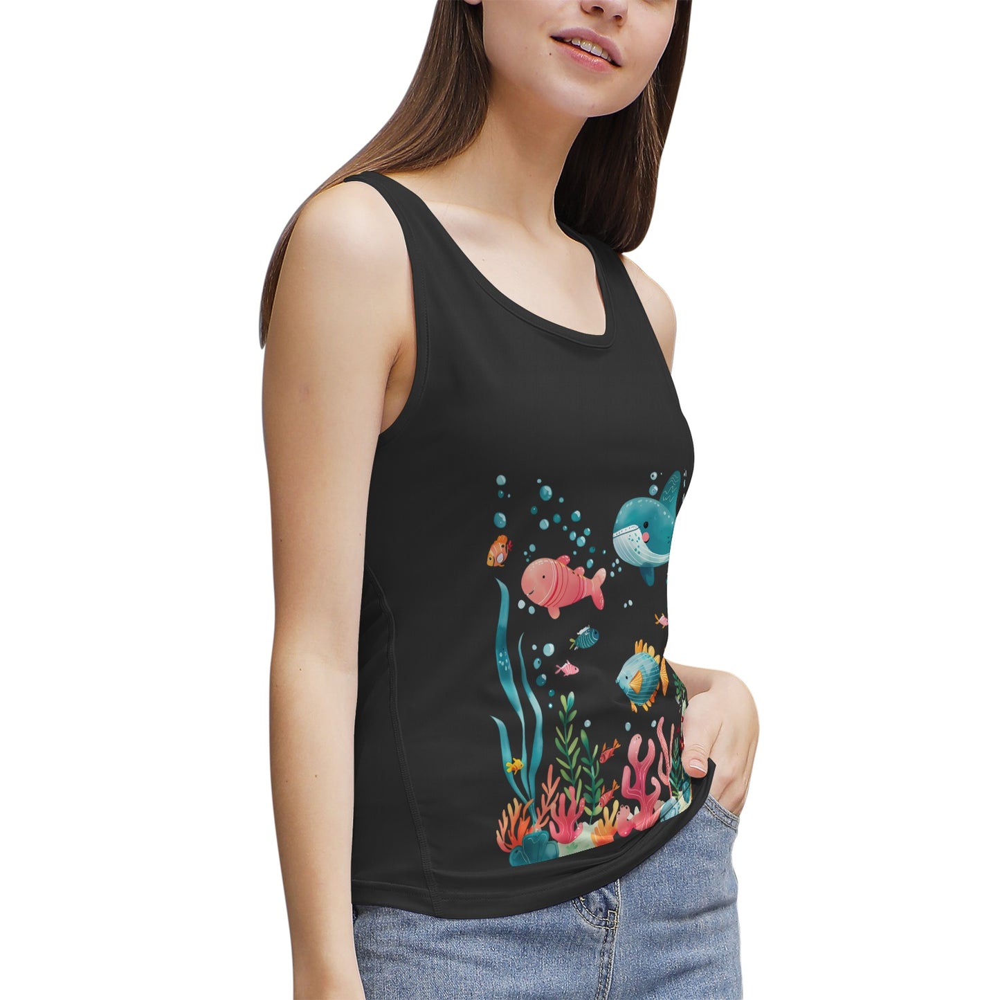Colorful Cartoon Sea Life- Women's Tank
