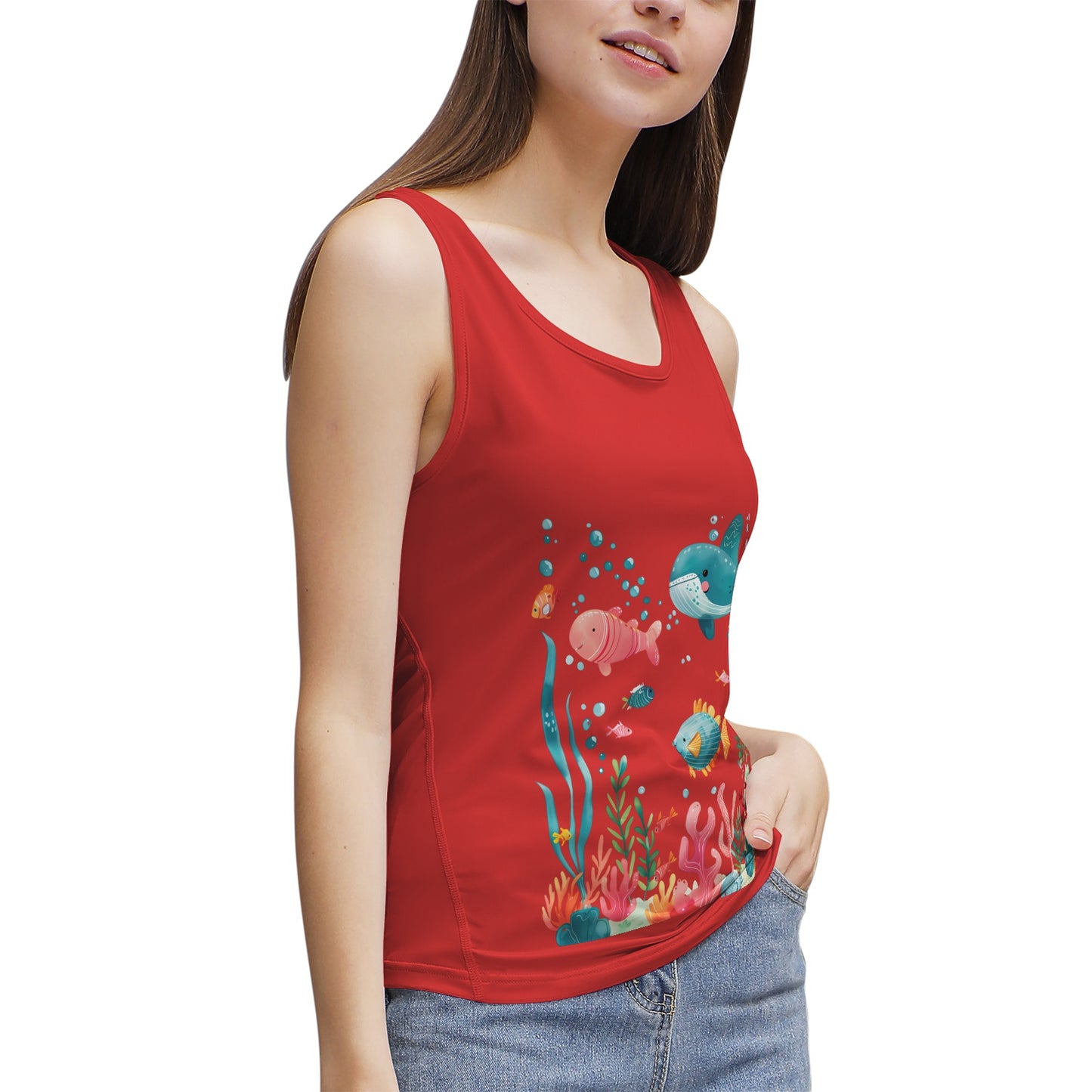 Colorful Cartoon Sea Life- Women's Tank